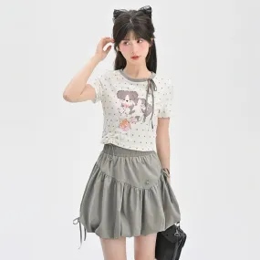 Summer Cute Puppy Print Short T-shirt