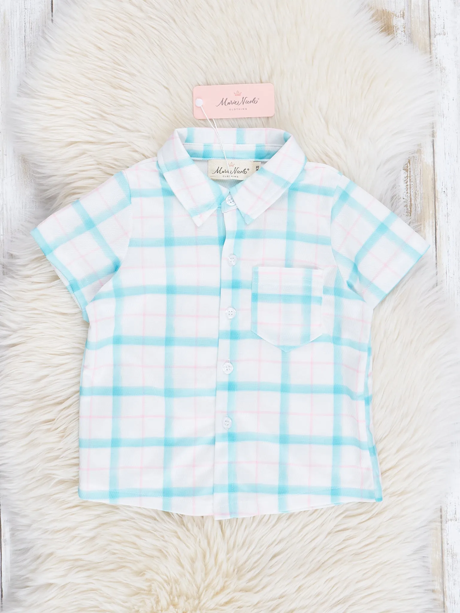 Teal & Pink Plaid Button Up Shirt
