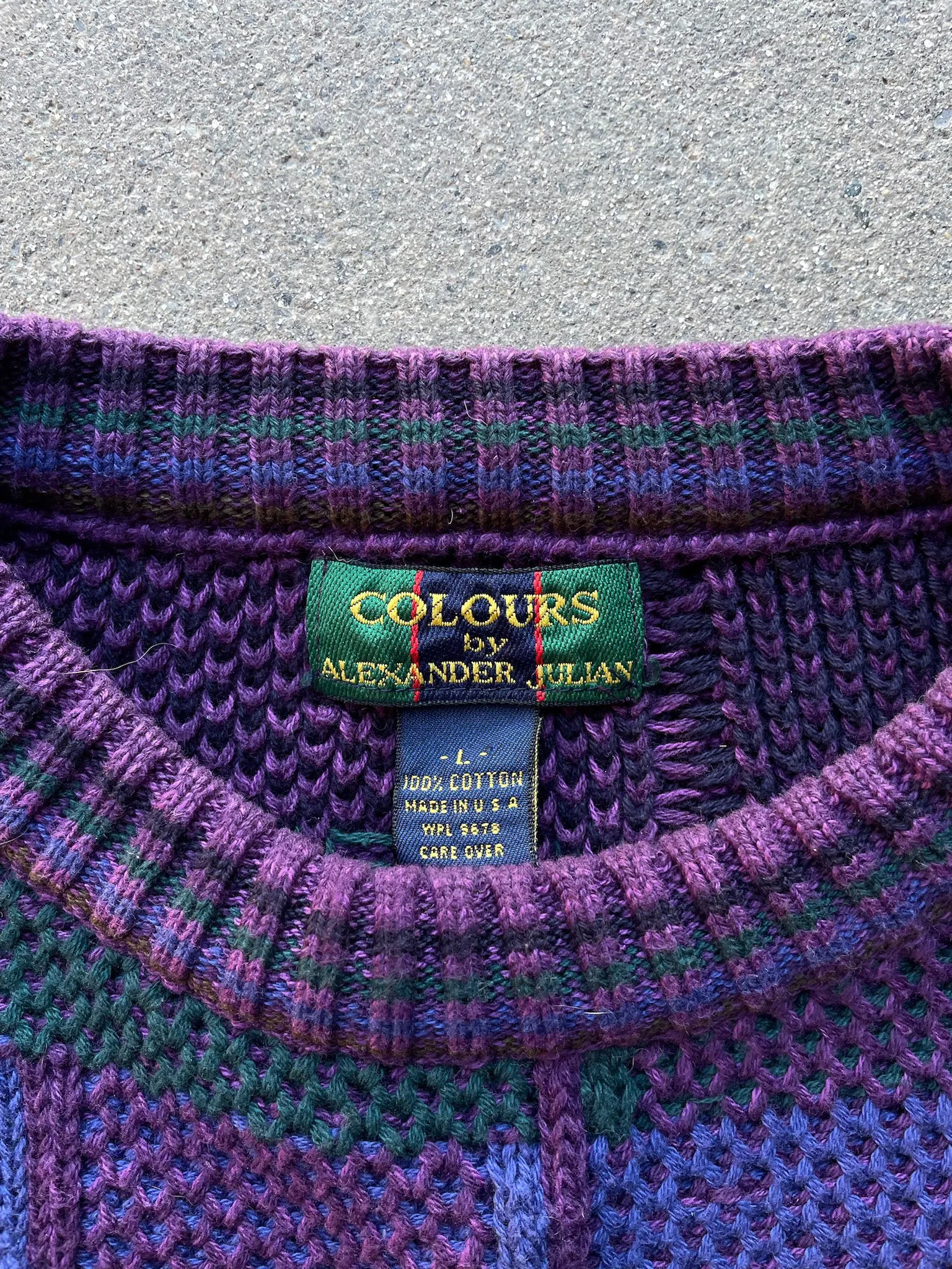 Textured Cotton Knit Sweater—[L]