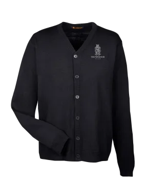 The Windsor Club Men's V-Neck Sweater with Embroidered Logo