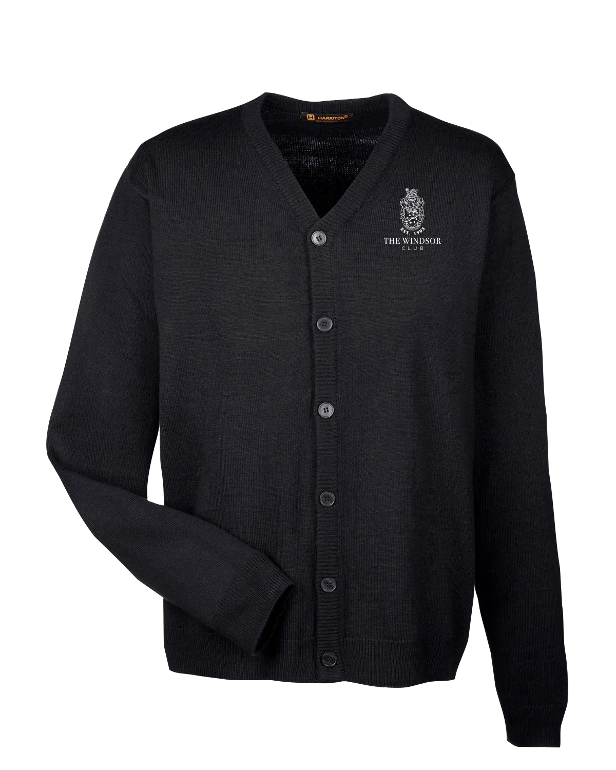 The Windsor Club Men's V-Neck Sweater with Embroidered Logo