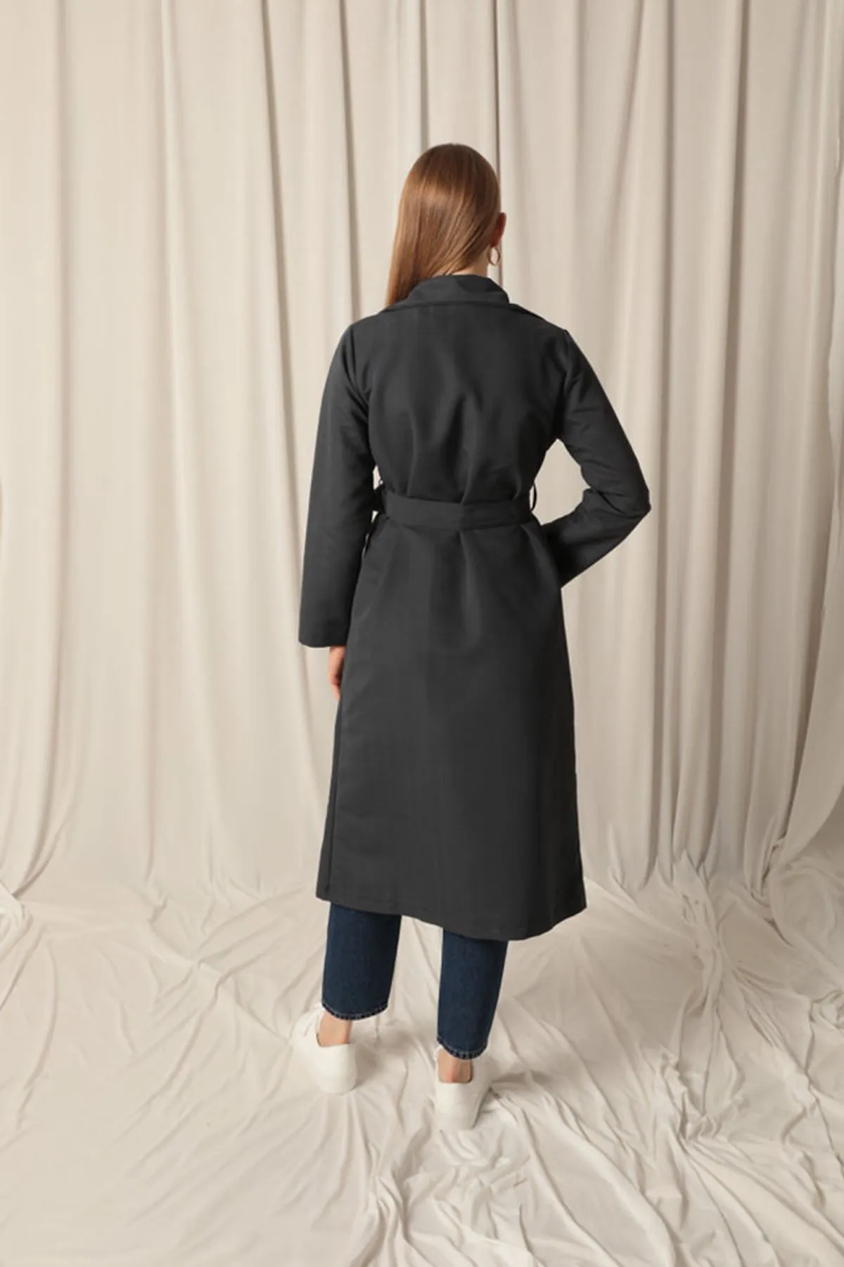 Torino Fabric Liquid Proof Women's Anthracite Trench Coat