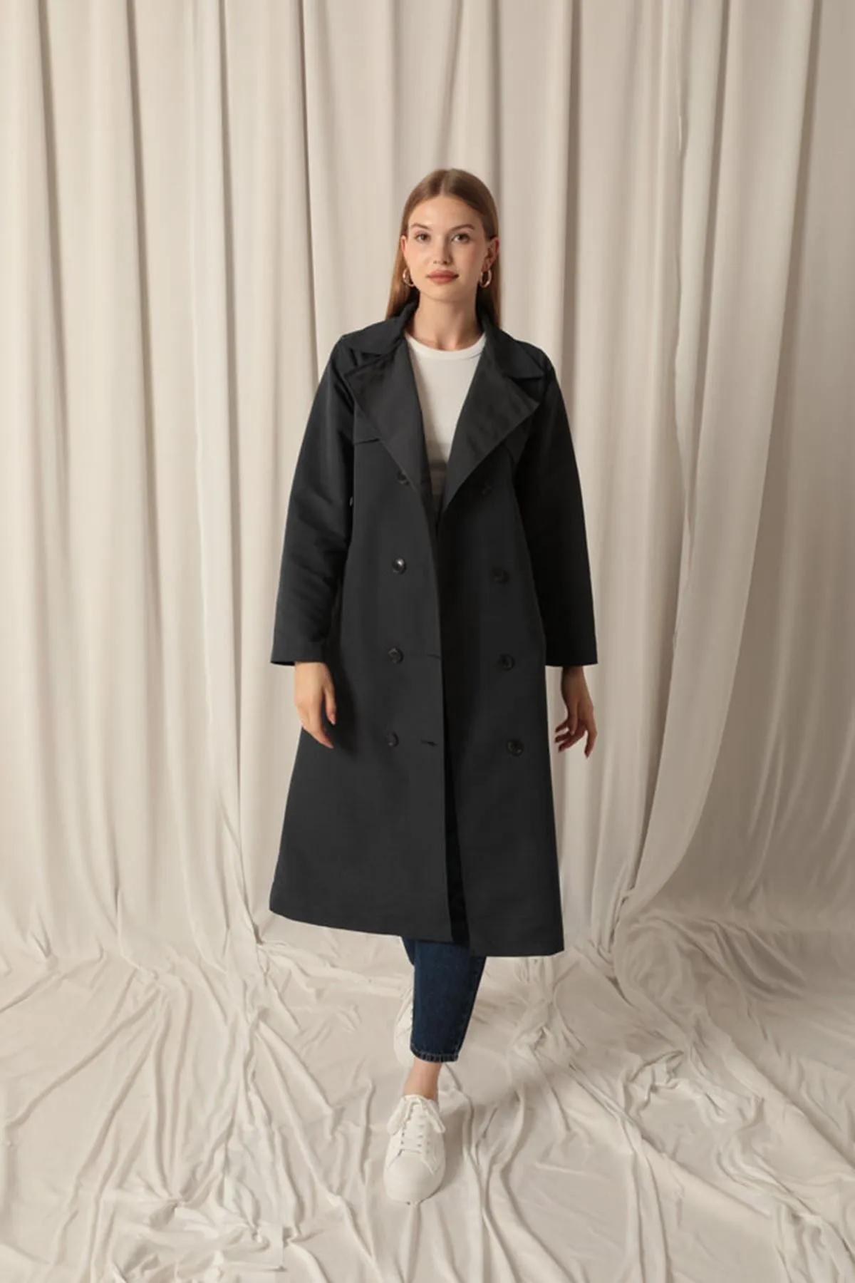 Torino Fabric Liquid Proof Women's Anthracite Trench Coat