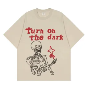 'Turn on the Dark' Graphic Print Cotton T-Shirt