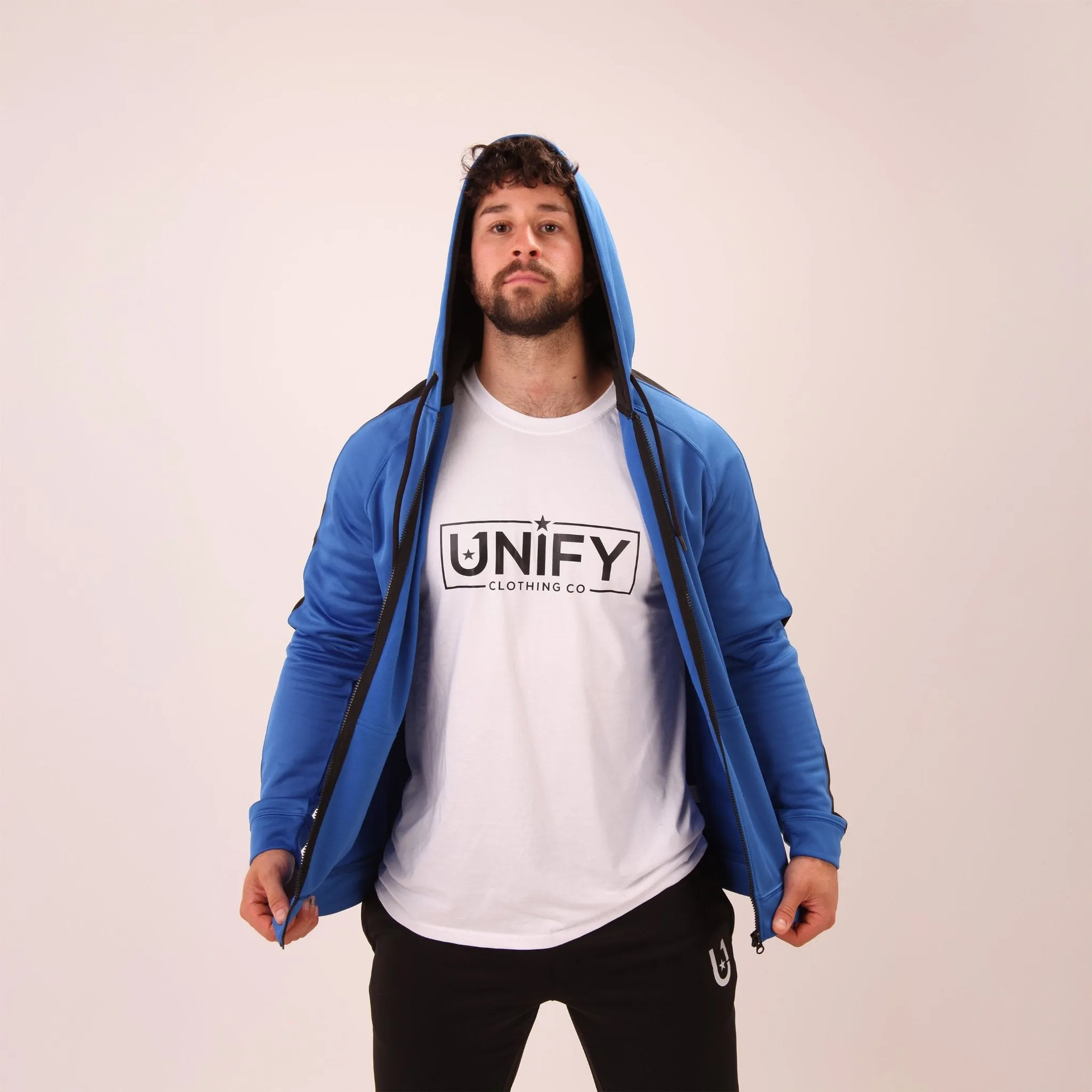 UNIFY U1 Mens Blue Zip Up Hoodie – Classic UNIFY Essential Hoodie – Mens Zip Up Hoodie