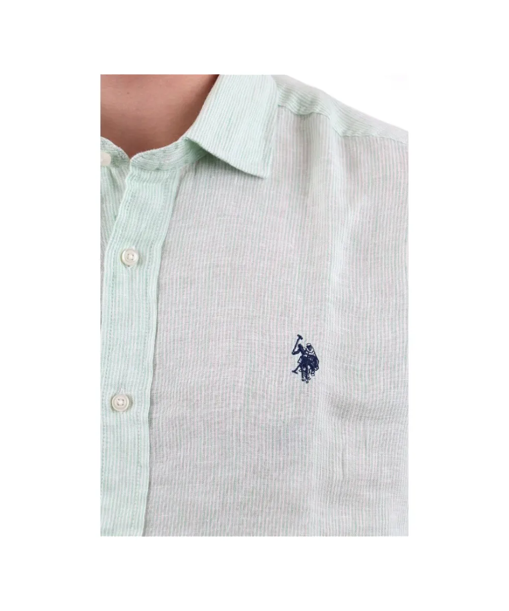 US POLO MENS LINEN MICRO STRIPED SHIRT REGULAR FIT
