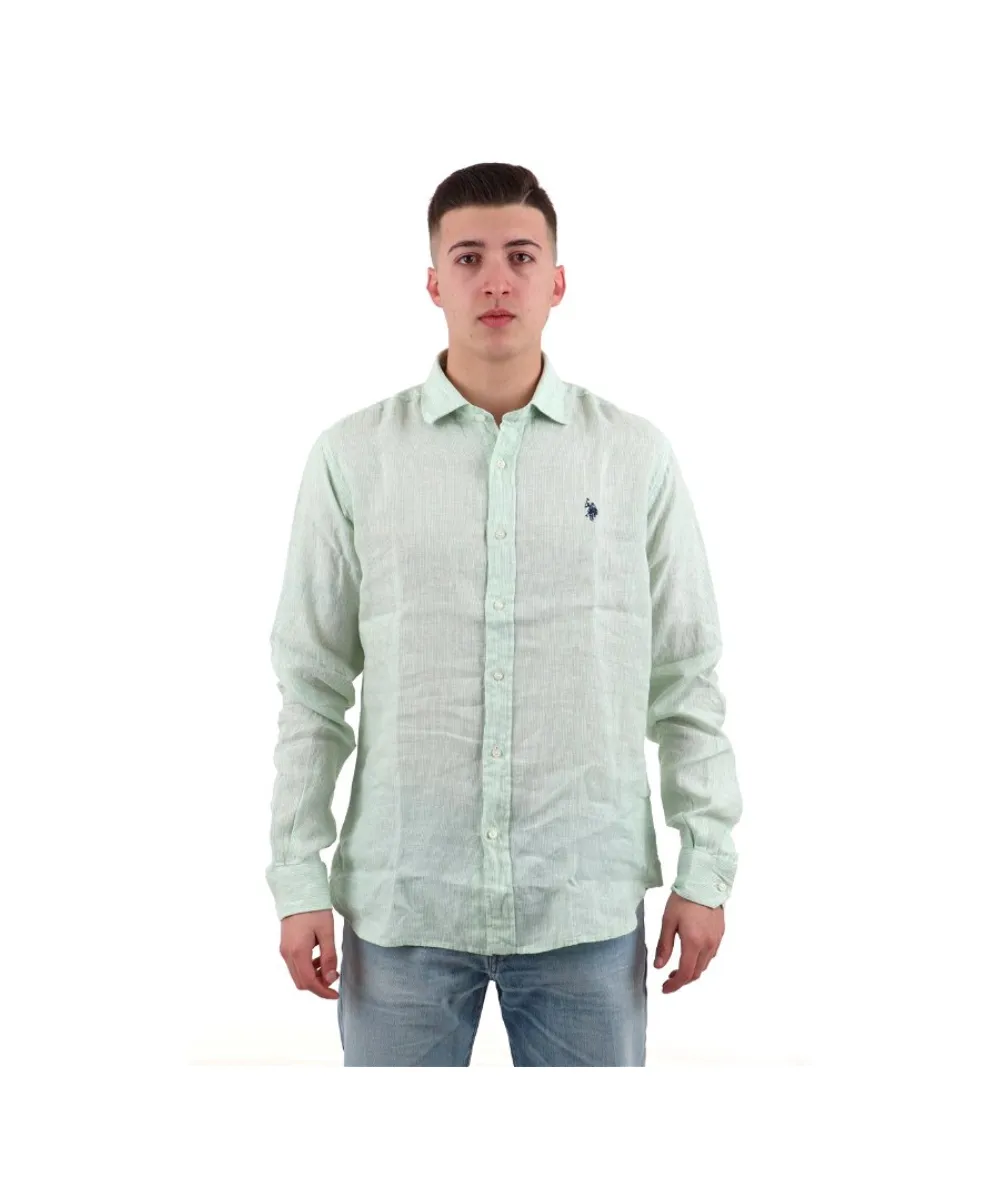 US POLO MENS LINEN MICRO STRIPED SHIRT REGULAR FIT