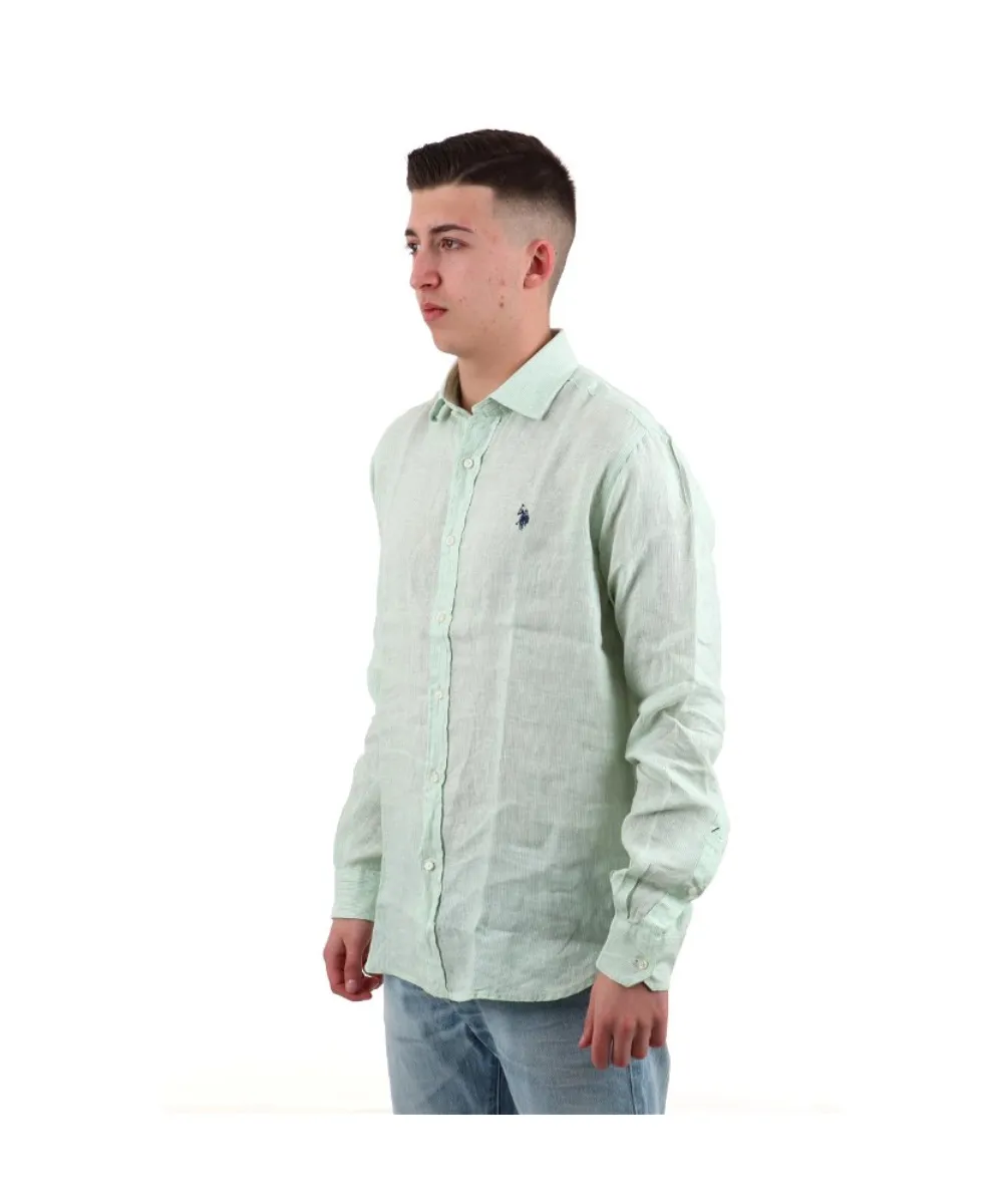US POLO MENS LINEN MICRO STRIPED SHIRT REGULAR FIT