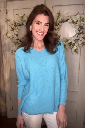 V-Neck Cotton Channel Seam Detail Sweater