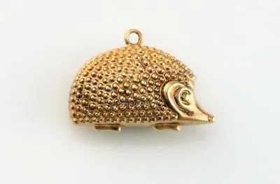 Vintage 9ct Yellow Gold Hedgehog Charm / Pendant