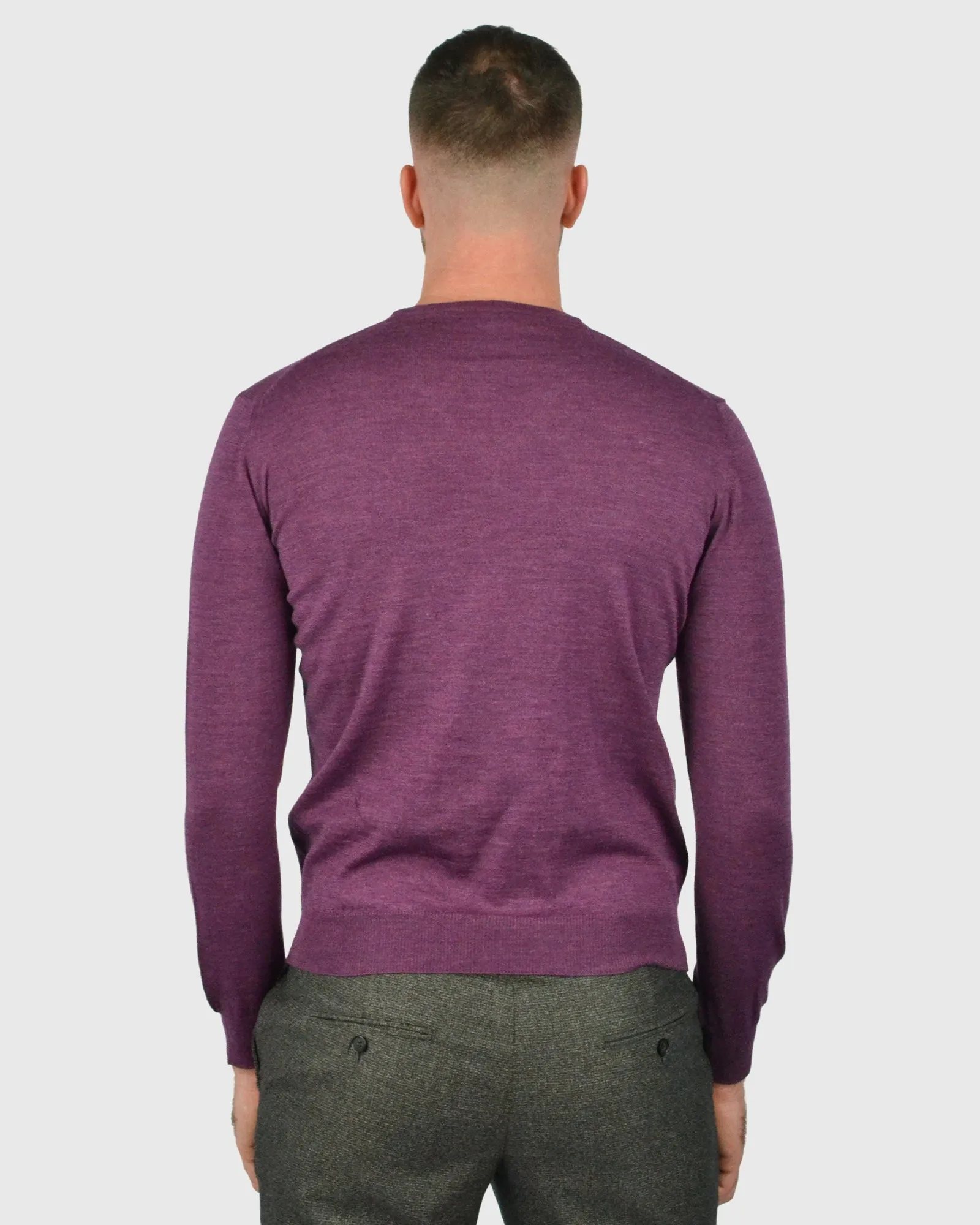 VISCONTI W23V AUBERGINE WOOL V-NECK SWEATER