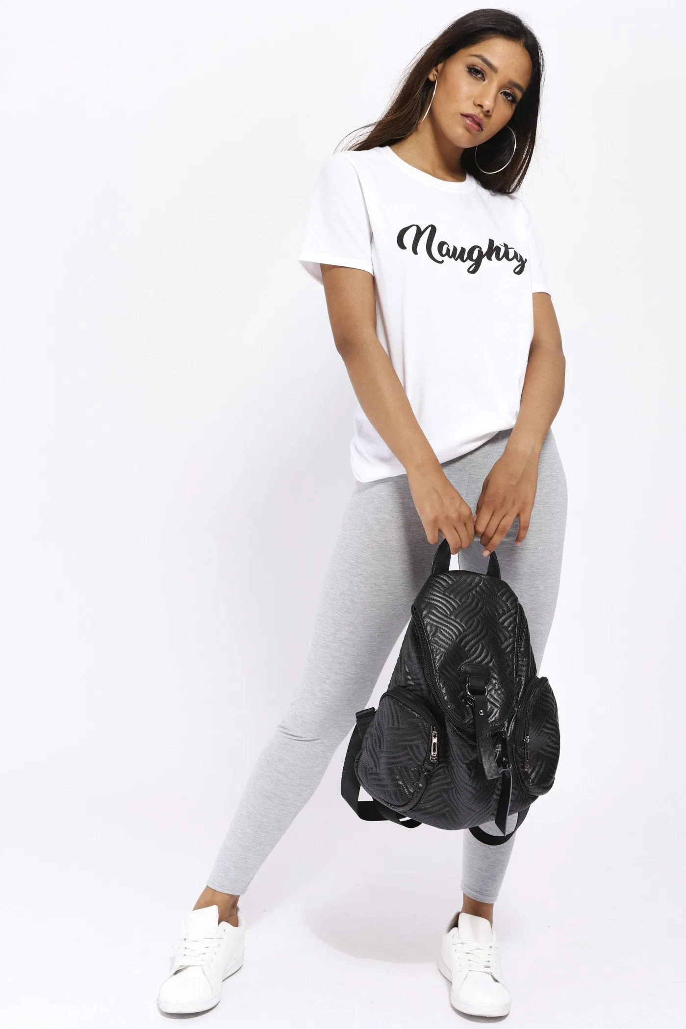 White Naughty Slogan T-Shirt