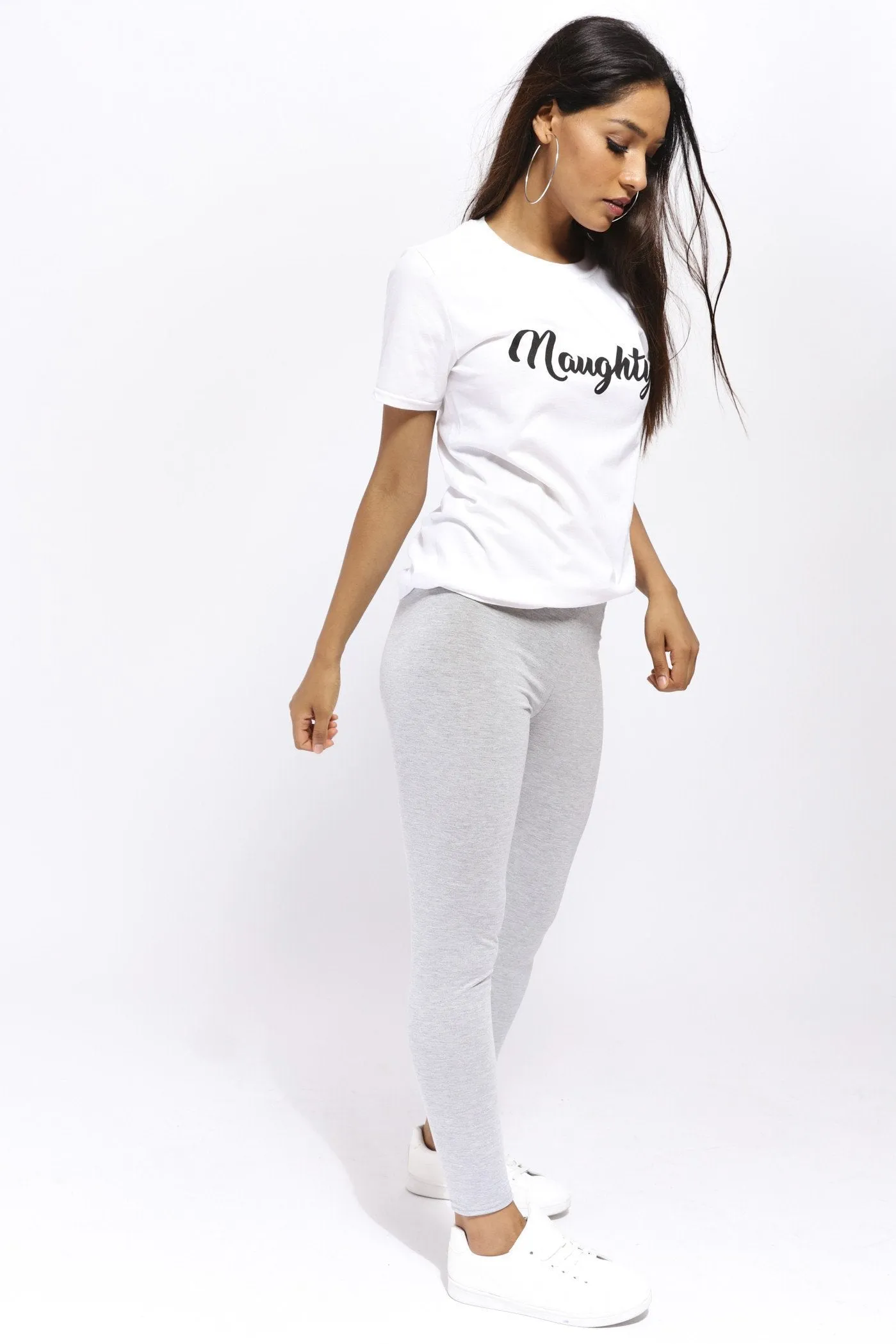 White Naughty Slogan T-Shirt