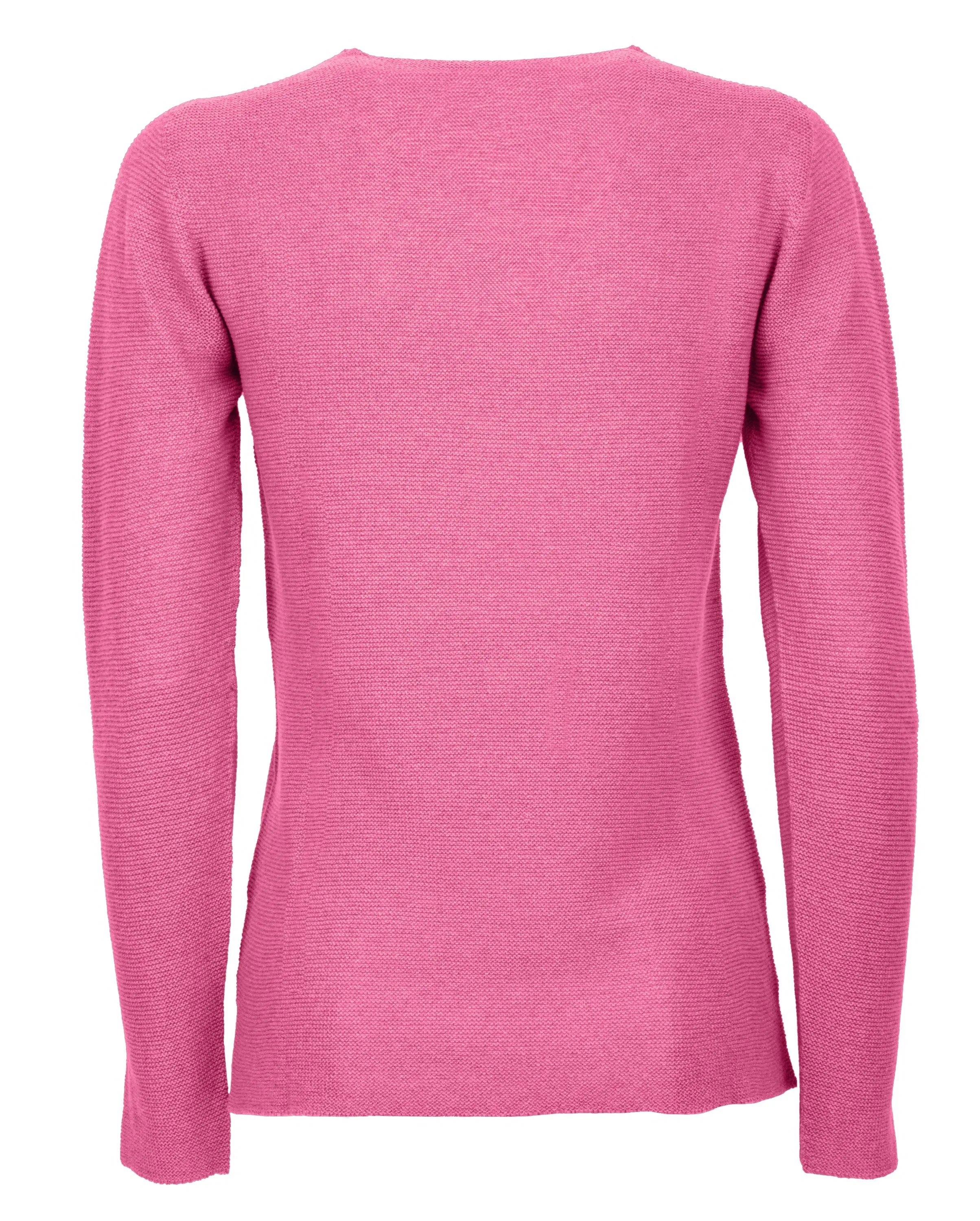 Women's Pure Cashmere Links Stitch V-Neck Fuchsia