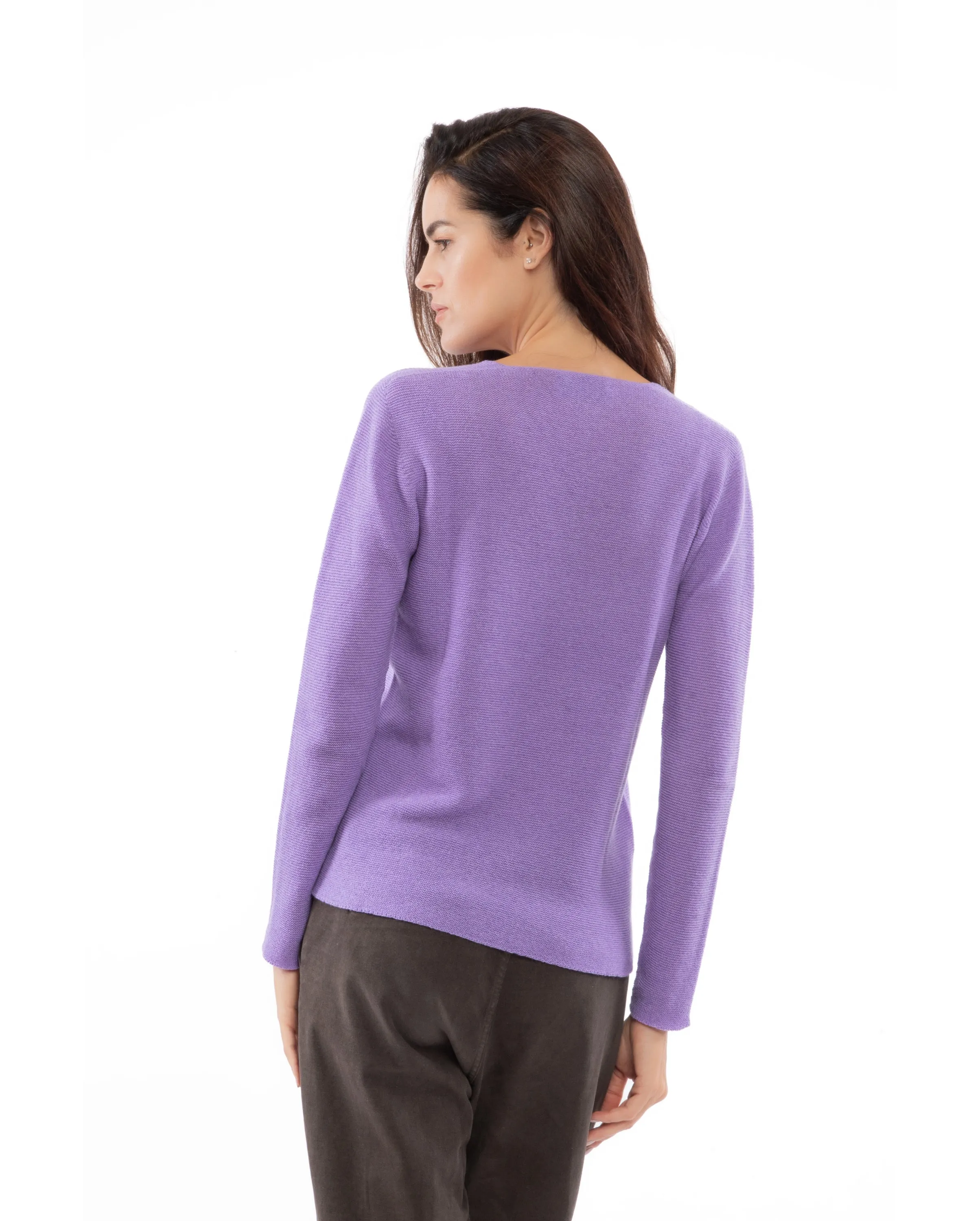 Women's Pure Cashmere Links Stitch V-Neck Fuchsia