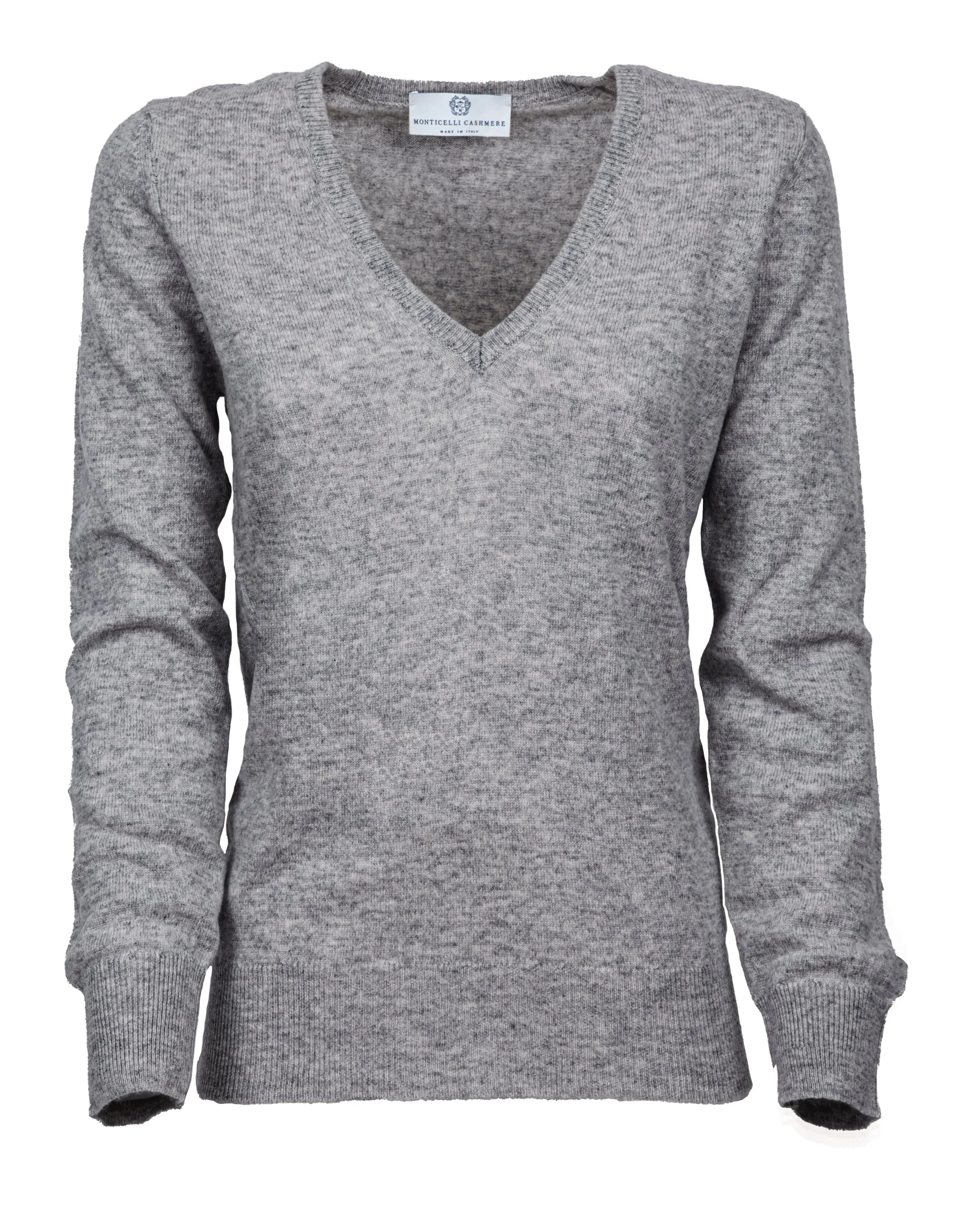 Women's Pure Cashmere V-Neck Sweater Melange Gray