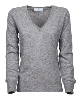 Women's Pure Cashmere V-Neck Sweater Melange Gray