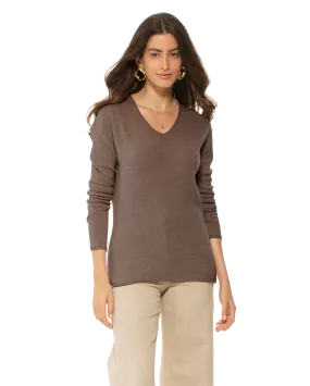 Women's Ultra-Light Cashmere V-Neck Sweater Brown