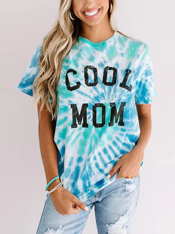 Zoey Women's Mother's Day Letter Print Tie Dye Short Sleeve T-Shirt