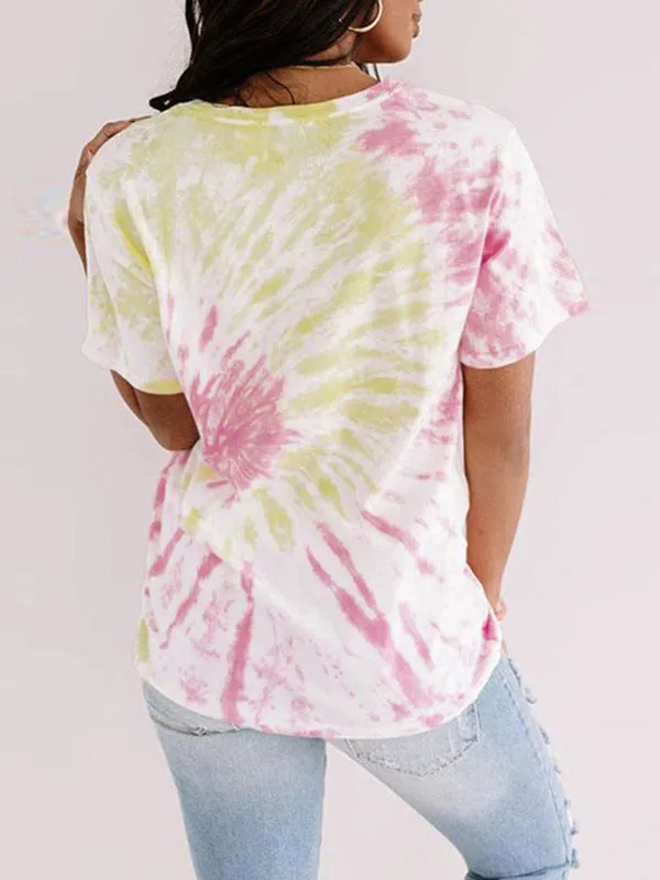 Zoey Women's Mother's Day Letter Print Tie Dye Short Sleeve T-Shirt