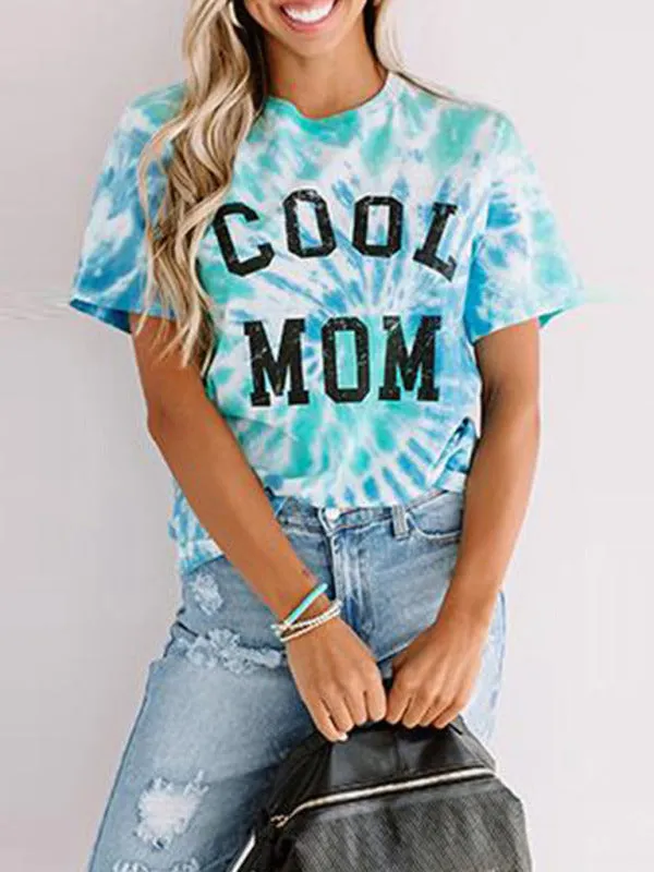 Zoey Women's Mother's Day Letter Print Tie Dye Short Sleeve T-Shirt