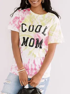 Zoey Women's Mother's Day Letter Print Tie Dye Short Sleeve T-Shirt